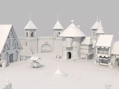 Old village Low-poly 3D model