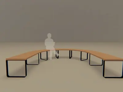 Low Poly Outdoor Curved Bench Low-poly 3D model