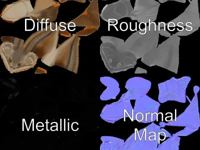 Prehistoric Fish D Model Pack with PBR Textures Low-poly 3D model