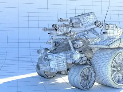 ZBrush Hard-Surface Toon Vehicle Game asset Low-poly 3D model
