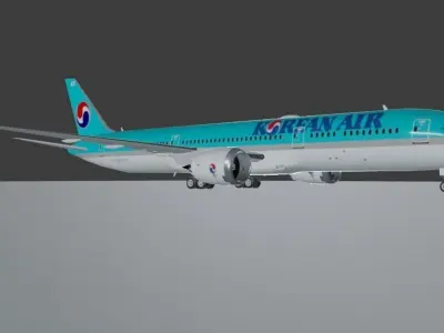Korean Airlines Boeing 787-9 dreamliner  Low-poly 3D model