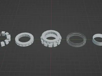 sci-fi mech compontent circular kitbash 3D model