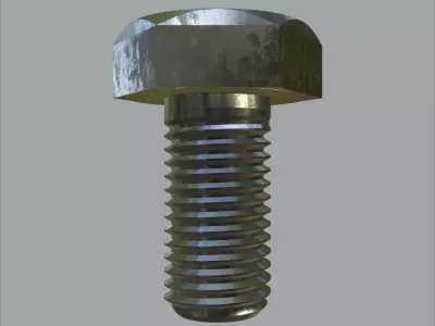 Steel Stained Hex M10 High Detail Bolt with 4K PBR Textures 3D model