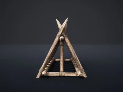 PALISADE BARRIER BARRICADE FENCE WALL VILLAGE FORT COLLECTION Low-poly 3D model