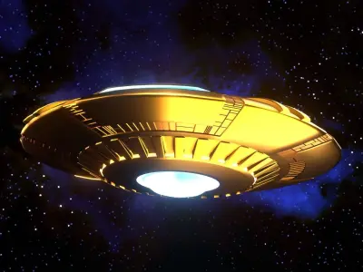 UFO 1 Golden Low Poly Game Asset Low-poly 3D model