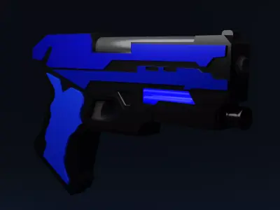 Game Ready Stylised Rigged Sci-Fi Pistol Gun Low-poly 3D model