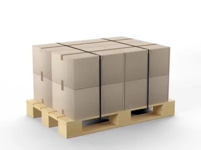 Pallet with cardboard boxes Low-poly 3D model