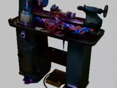 Industrial Lathe - Web3 Game Ready Prop Low-poly 3D model
