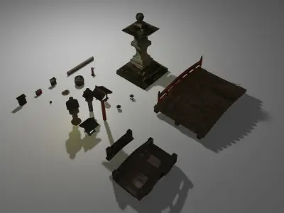 Sinto Shrine Essentials Low-poly 3D model