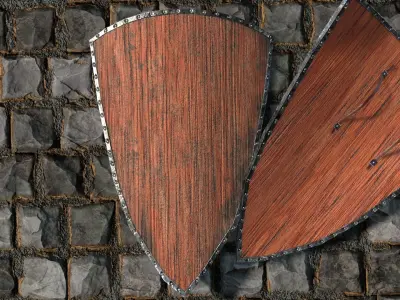 Medieval round shield with coat of arms 7 Low-poly 3D model