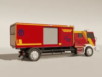 Fire Truck Madrid Game Low-poly 3D model