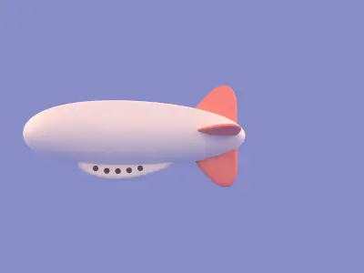 Cartoon Airship  Low-poly 3D model