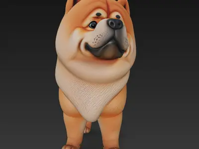 Chow Chow Dog Realistic 3D Model - Low Poly Realistic Low-poly 3D model