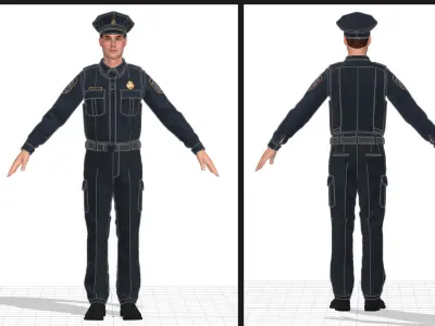 US Police Uniform Marvelous Designer project 3D model