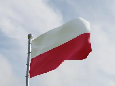 Animated Poland Flags 3D model 3D model