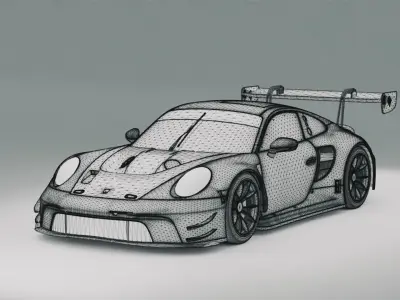 Porsche 911 GT3R 2023 3D model Free low-poly 3D model