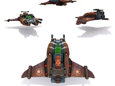 Combat spaceships Low-poly 3D model