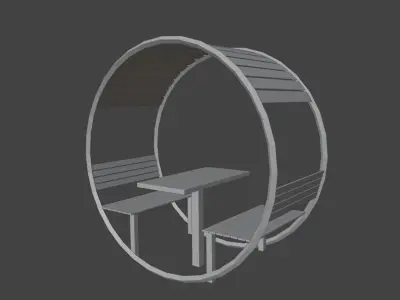 Park Bench Bank and Wooden Camellia 3D model