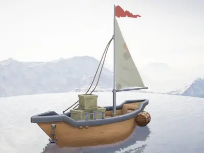 Sailboat Hand-Painted Low-poly 3D model