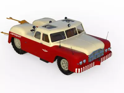MAZ-541 soviet aircraft tug 3D model