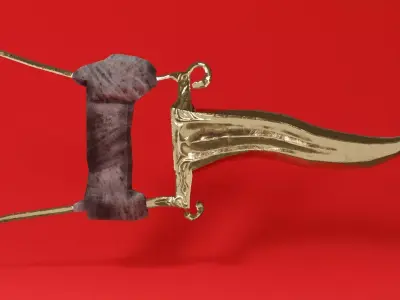 Medieval Golden Dagger Low-poly 3D model