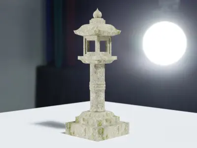 Japanese Stone Lantern Bamboo - Japan Collection model 3D model