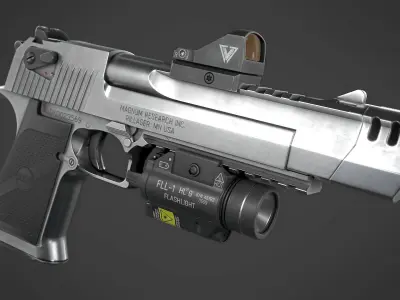 Desert Eagle with Modifications and Skins Low-poly 3D model