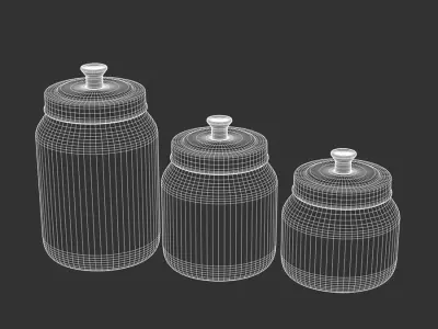  Lidded Glass Canister Set Models, Black 