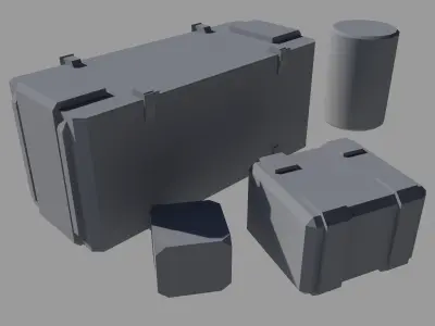 Containers pack Low Poly ver 1 Low-poly 3D model