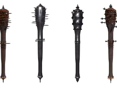 Modular Melee Mace Pack Low Poly Weapon Procedural Parts Low-poly 3D model