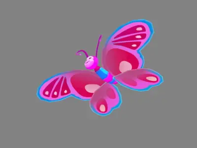 Cartoon butterfly - purple Low-poly 3D model