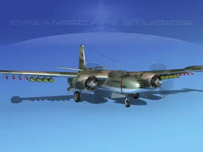 Douglas A-26K Invader USAF Vietnam 3 3D model