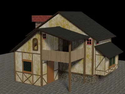 Simple Medieval House Free low-poly 3D model