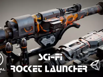 Stylized Sci-Fi Rocket launcher Low-poly 3D model