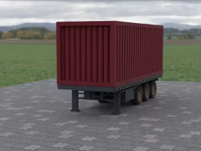  Container Trailer low-poly 3d model 3D model