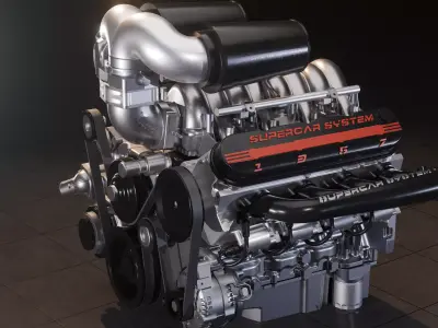 V8 Engine 3D model Low-poly 3D model