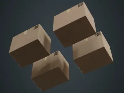 Cardboard Box 1B Low-poly 3D model