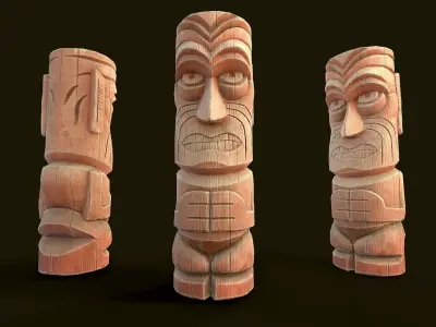 Stylized Wood Totem 1 Low-poly 3D model