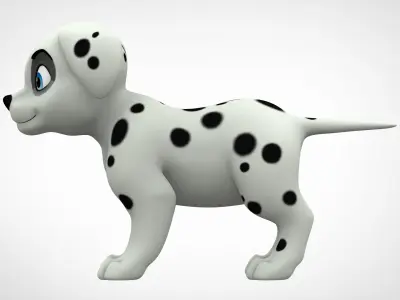 Dalmatian Puppy Low-poly 3D model