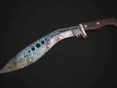  M48 Tactical Kukri With Damascus steel Low-poly 3D model