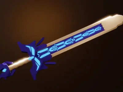 Stylized Rune Sword weapon PBR low-poly game ready Low-poly 3D model