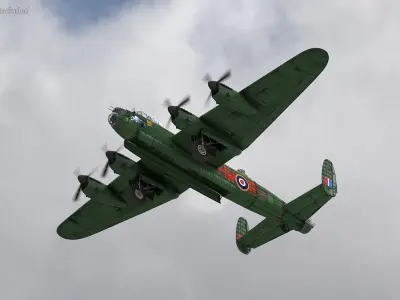 Avro Lancaster Four Engined Heavy Bomber Rigged 3D model purchase