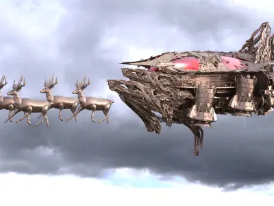 Santa Grand reindeer ship 1 3D model