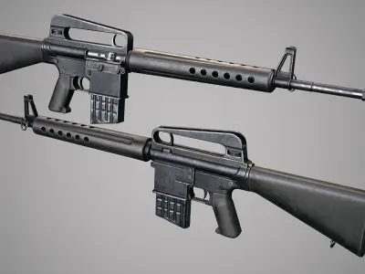 PBR ArmaLite AR-10 Low-poly 3D model