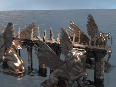 Lions Ancient Bridges 3D model