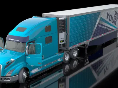 Volvo VNL 860 Truck with Reefer Trailer Your Brand Rigged 3D model
