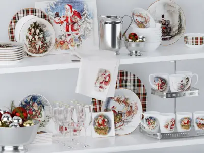 Christmas Decorative set 3D model 5