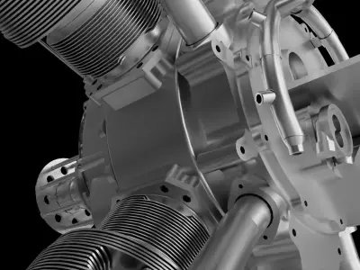 Five-cylinder radial engine 3D model