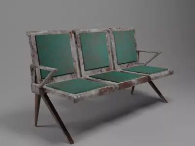 3 Seat Hospital Waiting Chair Free low-poly 3D model