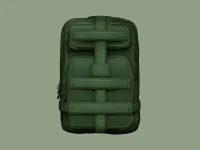 Green Army - Camouflage Backpack - Character Military Low-poly 3D model